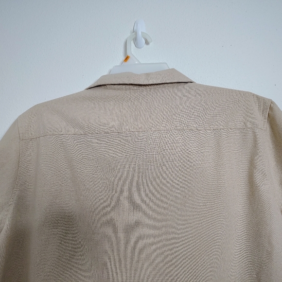 Coofandy Men's Beige Short Sleeve Shirt Linen Blend Sz L Pocket Chest - Picture 10 of 12